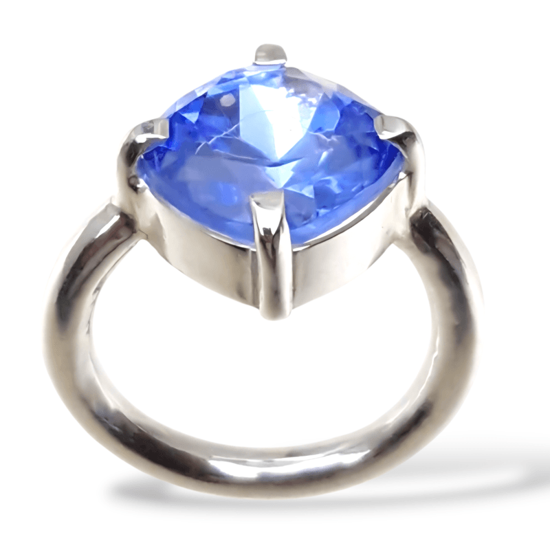Enkel sølv ring med nydelig blå Ralton glass sten