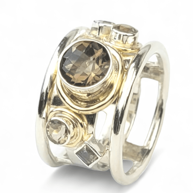 Hovedbilde Martens ring sølv og gull røyk quarts